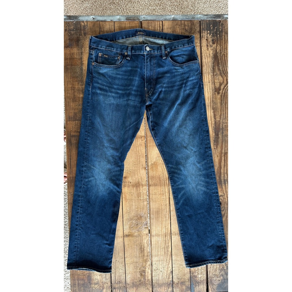 Polo Ralph Lauren Mens Dark Wash Straight Leg Denim Jeans 34x30 Blue Stretch